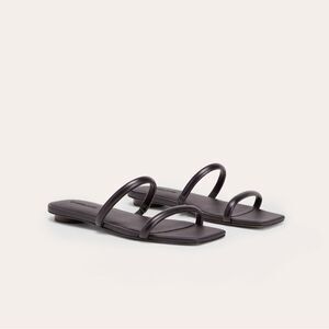NEW EVERLANE The Double Strap Sandal in black leather